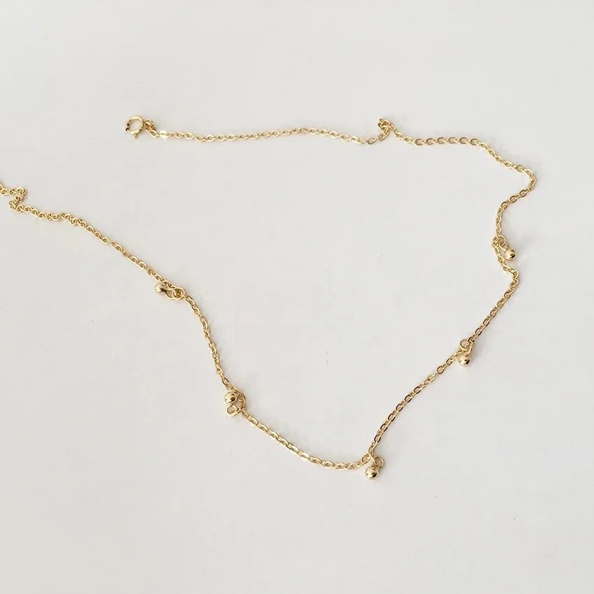 Ожерелье из стерлингового серебра 925 пробы модное золотое ожерелье из бисера дикое мини-ожерелье из ключицы женские серебряные украшения