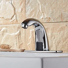 Automatic Sensor Touchless Bathroom Sink Faucet with Hole Cover Plate Built-in Filter Chrome Finished Brass Water Tap automatic touchless sensor waterfall bathroom sink vessel faucet oil rubbed bronze with hole cover plate