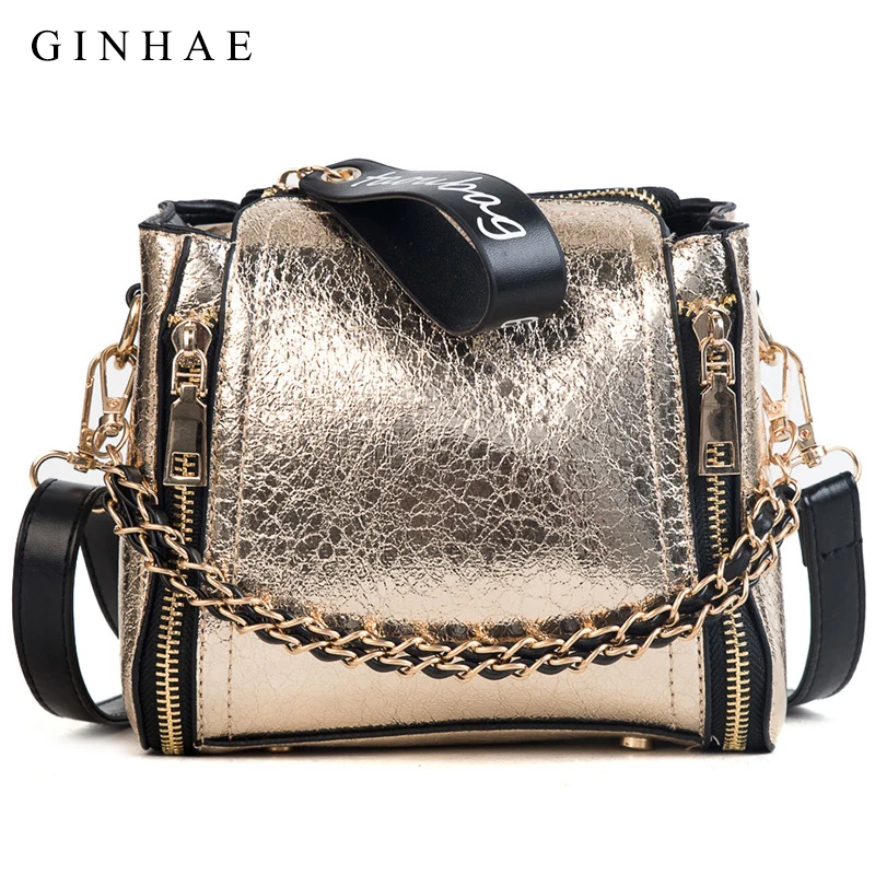 

Bright Women Bags Small Chain Shoulder Bag Ladies Luxury Pu Leather Handbags Casual Zipper Crossbody Bags Wide Strap Sac 2018