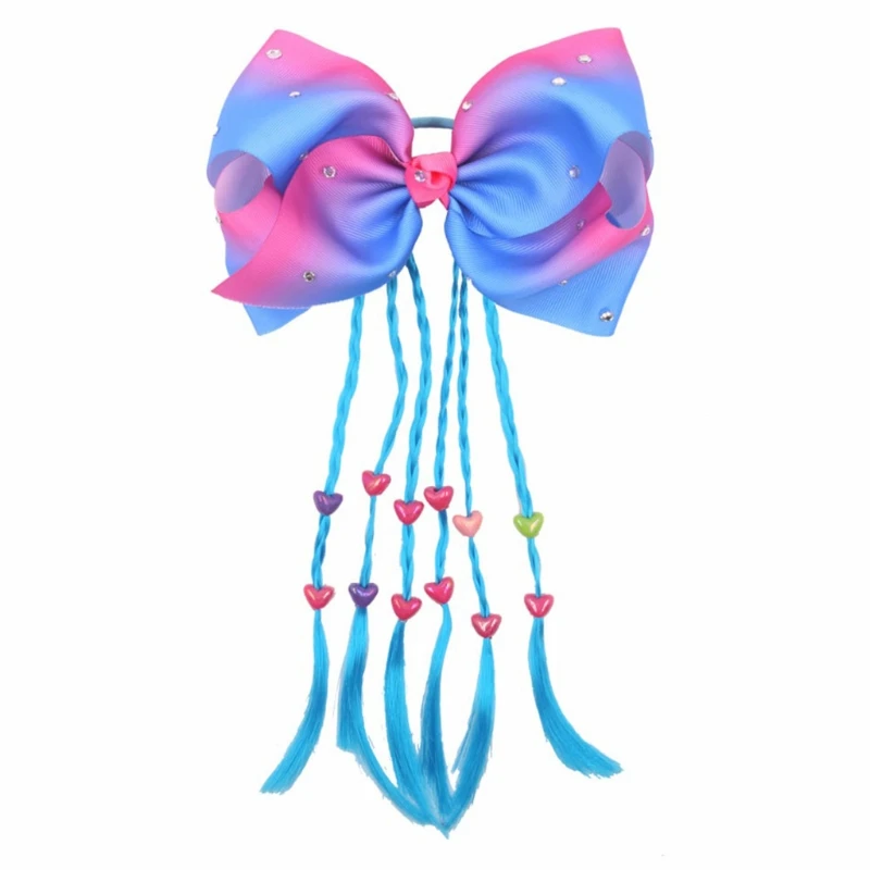 Threaded Ribbon Bow Children's Girls Flash Hair Accessories Colorful Hair Rings