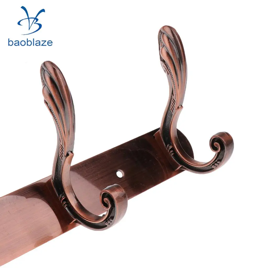 Baoblaze Wall Mounted Hook Door Hanger Coat/Hat/Clothes/Robe/Towel Hook Metal Hanger Rail Rack Holder with 5 Hook