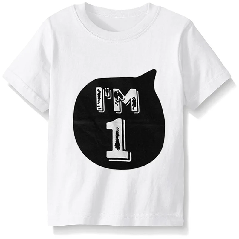 

I'm 1 Summer Hot White T-shirt Newborn Birthday Causal Boy Girl Tee Shirt Tops Outfits First Infant For Little Baby School Wear
