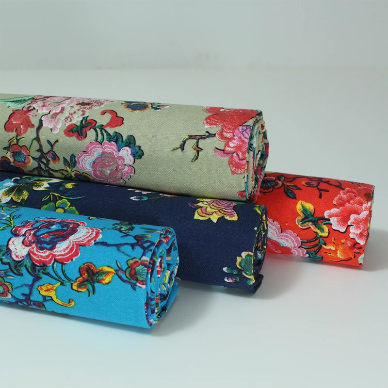 

cotton/linen ethnic style Magnolia flower PRINTED fabrics for DIY APPAREL dress craft curtain tablecloth cushion handwork decor