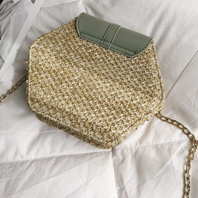 Новая мода Hexagon Mulit стиль соломы+ PU Сумка женская летняя плетеная Сумка из ротанга ручной работы Тканые Пляжные круглые богемные сумки