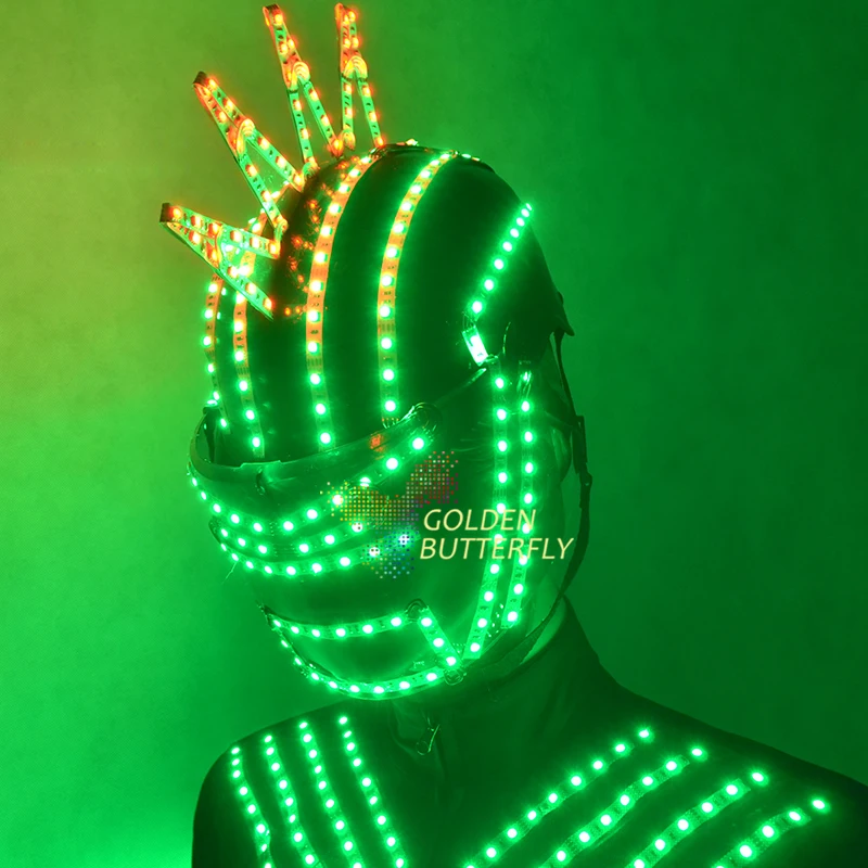 

LED DJ Robot helmet Monochrome Full color luminous helmets Multiple Point source Glowing RBG helmet Party DJ Robot Mask
