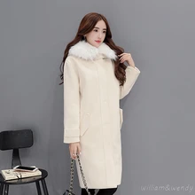 Woman Winter Warm Military Woolencoat Hooded Chinese Long Down Jacket Gray Maxi Coat Palto Faux Fur Collar Korean Cloak Clothing