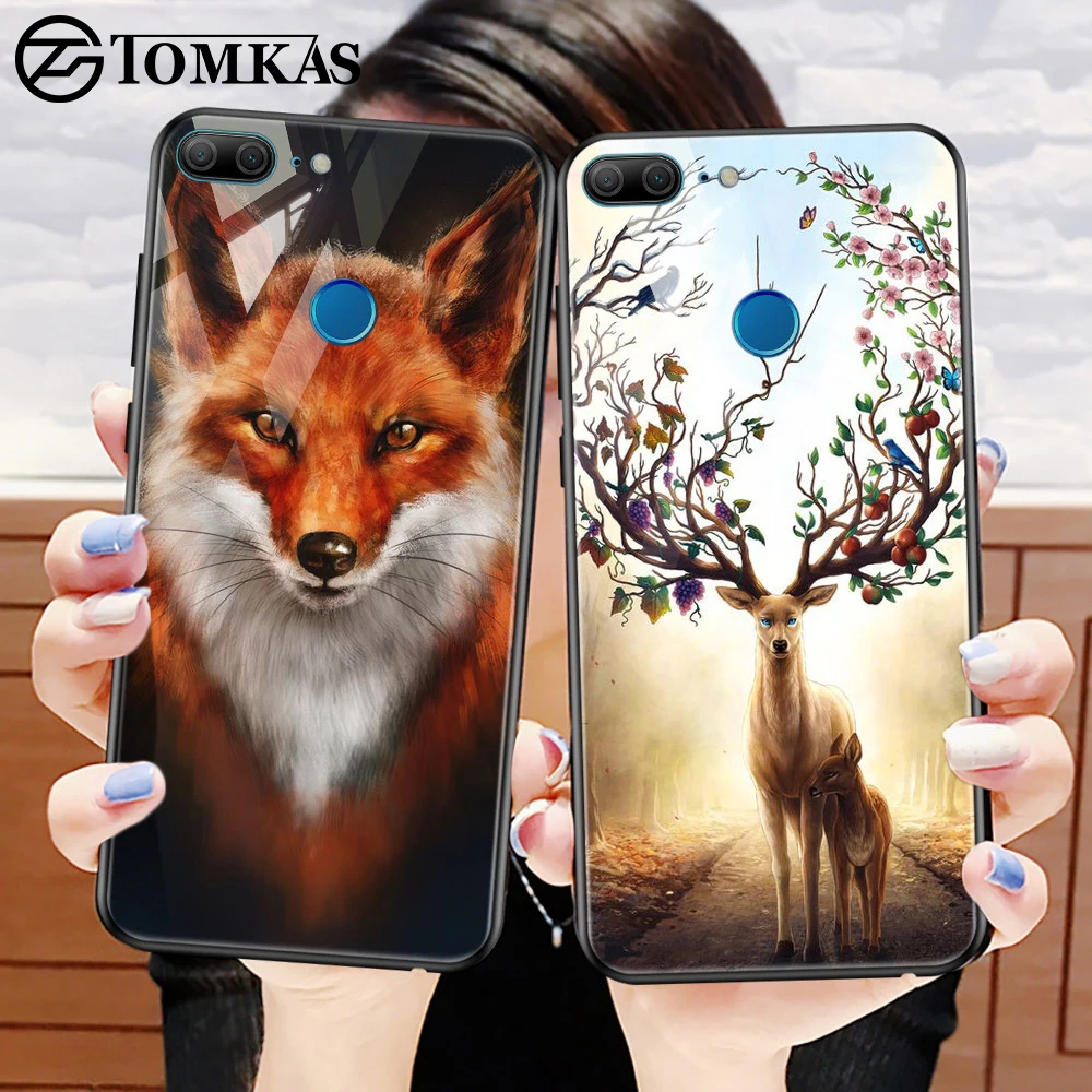 

TOMKAS Glass Phone Case On For Huawei Mate 10 Lite P20 Lite P20 Pro Animal Cover Case On Honor 10 9 Lite 9 10 For P Smart Cases