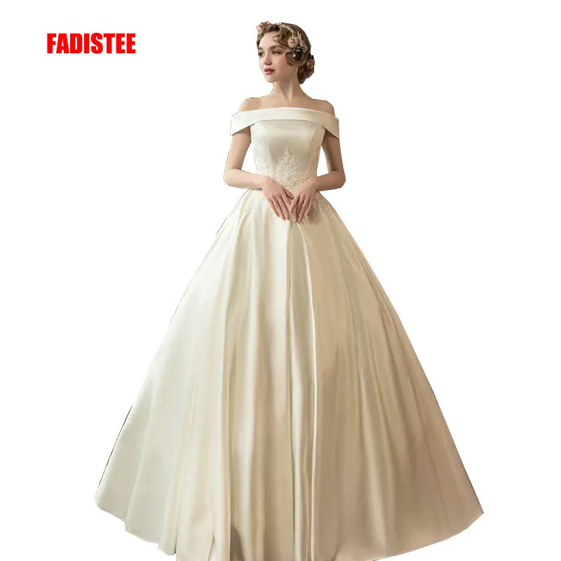 

FADISTEE New arrival elegant wedding dress Vestido de Festa dress satin ball gown long style pleat party dresses lace style