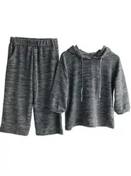 Комплект одежды из 2 предметов для девочек на весну и осень, мягкая свободная футболка и штаны, комплект повседневной спортивной одежды для