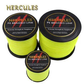 

Hercules PE Braided Fishing Line Fluorescent Yellow Multifilament Fishing Cord Strong 4 Strands 100M 300M 500M 1000M 1500M 2000M