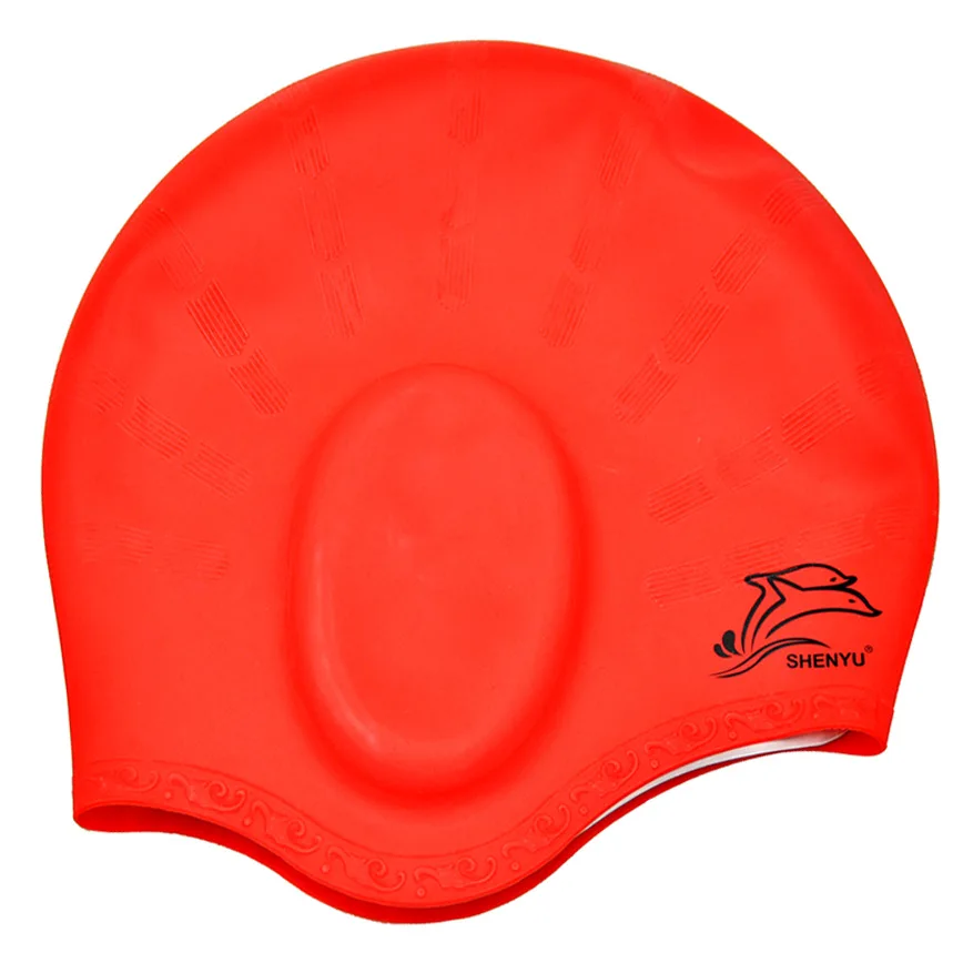 Силиконовые водонепроницаемые шапочки для купания, защищающие уши, длинные волосы, спортивная шапка для бассейна, ультратонкая шапочка для купания, новинка - Цвет: Светло-серый