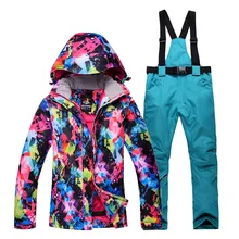 Новая уличная набивная Женская водонепроницаемая зимняя куртка+ брюки лыжный костюм утолщенные дышащие снежные горные Сноубординг наборы