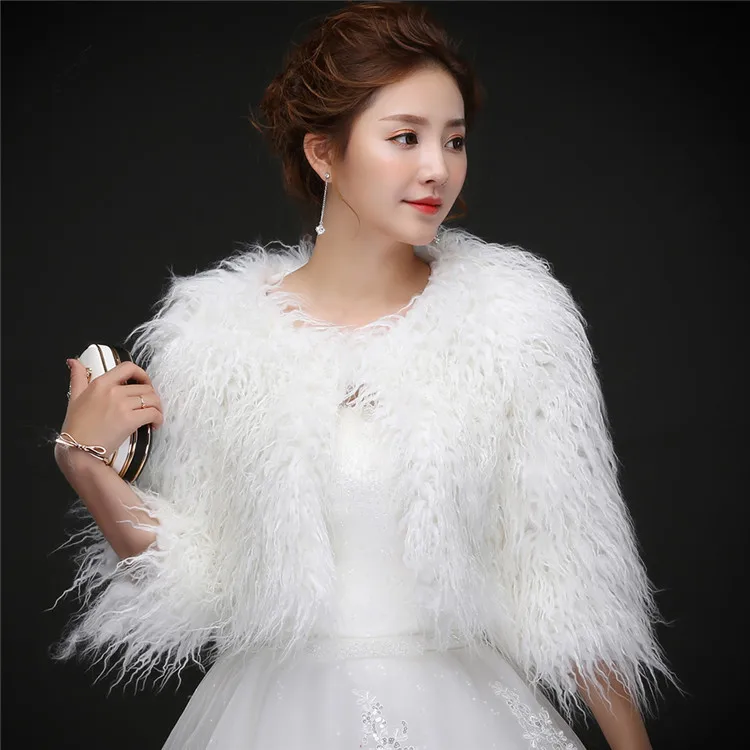 Повседневное женское Болеро свадебный палантин шаль теплая верхняя одежда зимняя куртка длинный рукав Свадебная куртка платье с пальто