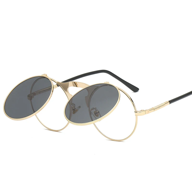 Psacss круглые панк Солнцезащитные очки для женщин и мужчин очки с оправой из сплава оправа модные роскошные брендовые дизайнерские солнцезащитные очки для вечерние покупки UV400 - Цвет линз: GD3057-8
