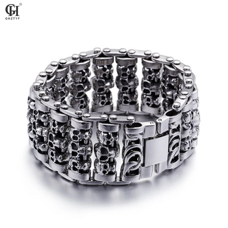

Punk Stainless Steel Multi Layered Bracelet For Men 2018 Motorcycle Chain Wristband Biker Hand Bangles Drop Shipping Jewelry