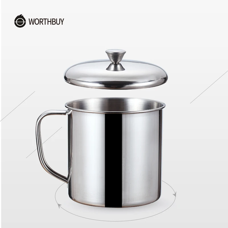 WORTHBUY 304 кофейная кружка из нержавеющей стали с ручкой крышки кухонная посуда для