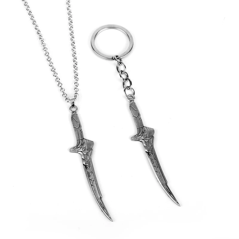 

Science Fiction Movies Alita Battle Angel Necklace Damascus Blade Knife Curved Swords Pendant Keychains Cool Car Keyring