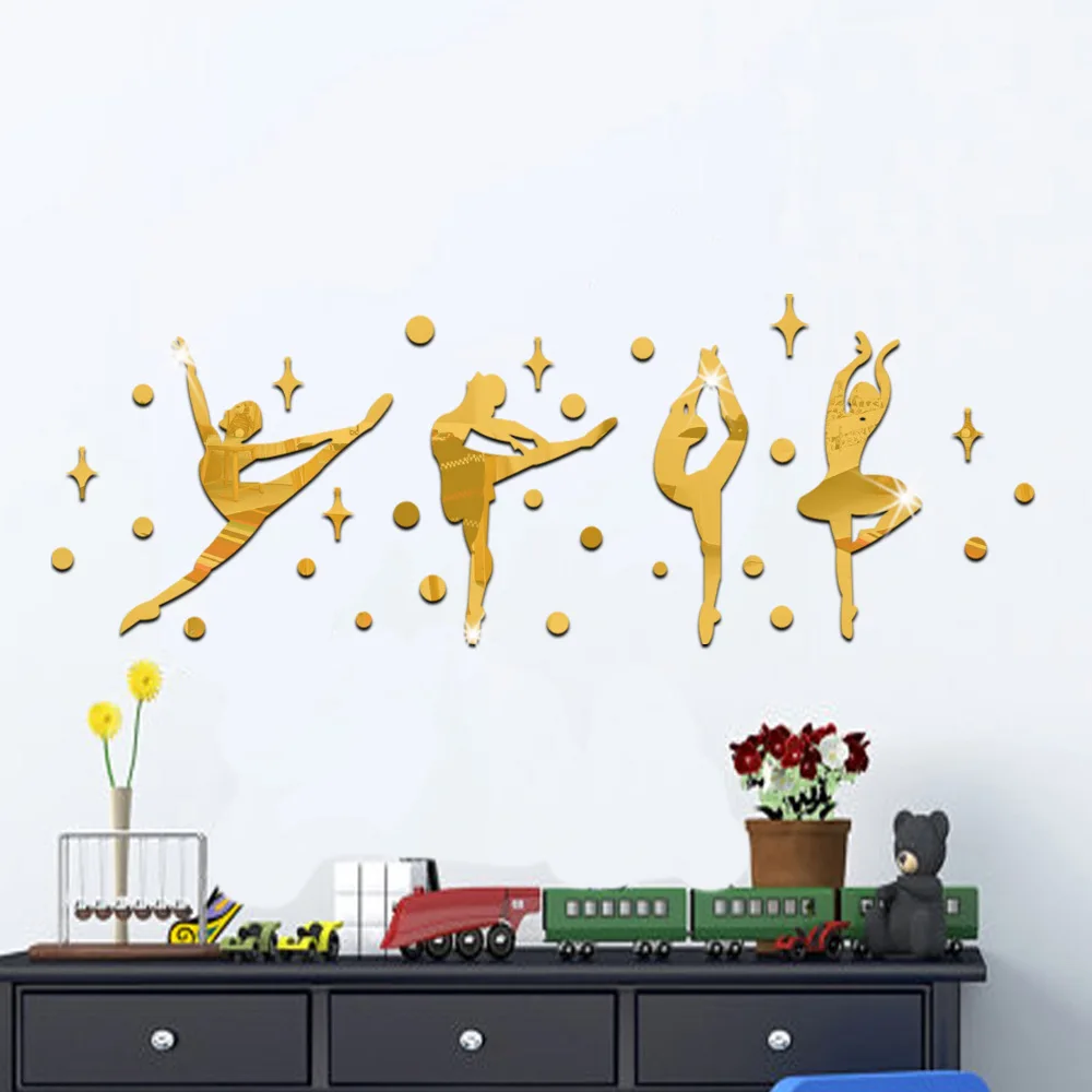 

Q Creative Three-dimensional Mirror Wall Stickers Home Decoration Portrait Dancing for Wall Sticker Multi-piece Package