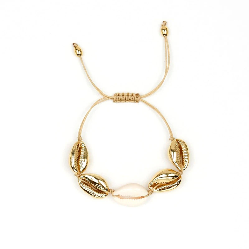Очаровательный браслет в виде ракушки с необработанным кварцем, золотой браслет-цепочка для женщин, летние пляжные ювелирные изделия, вечерние, подарок - Окраска металла: 18