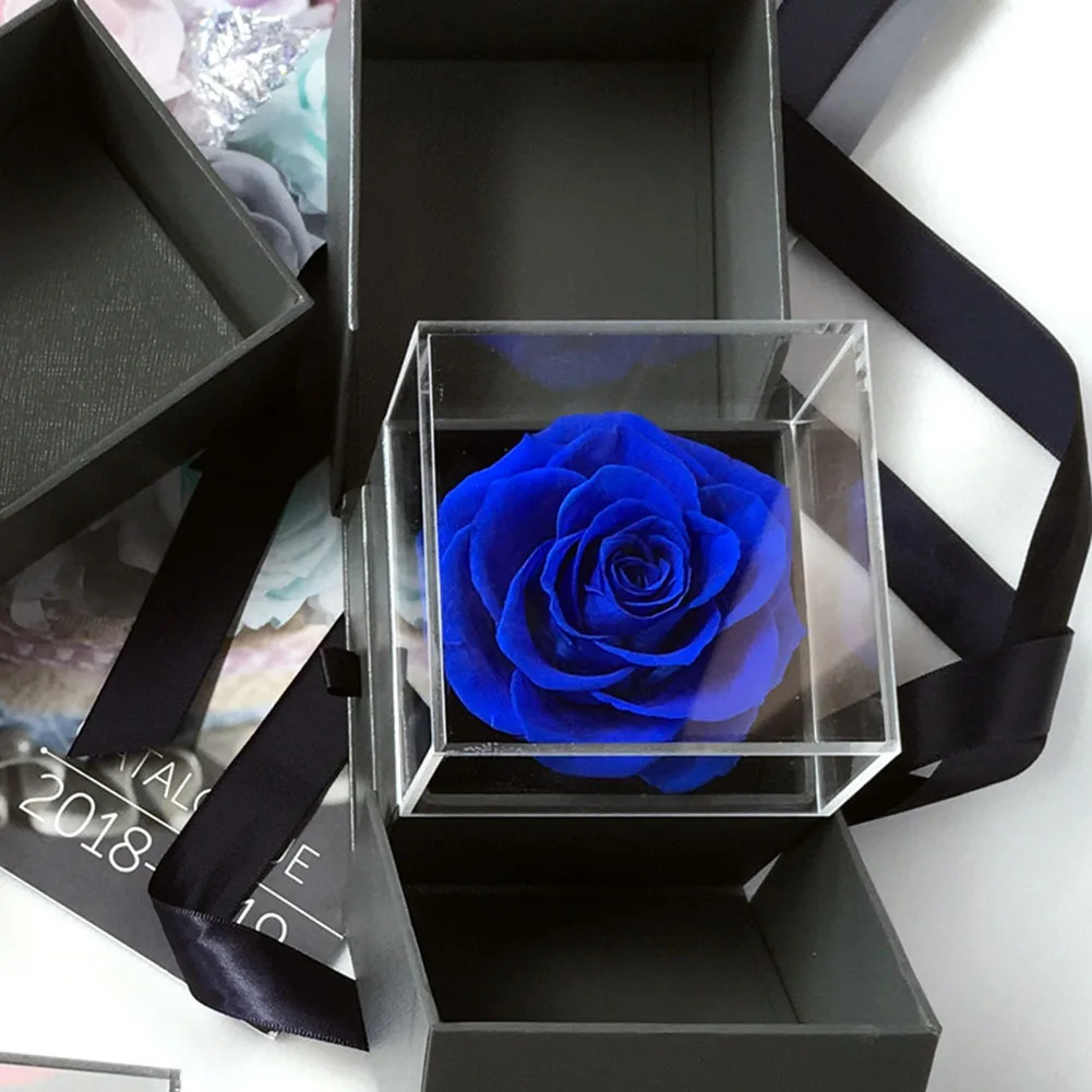 

Decoration Proposal Home Gift Box Vintage Ever Lasting Artificial Rose Wedding Handmade Valentine's Day Necklace Jewelry Case