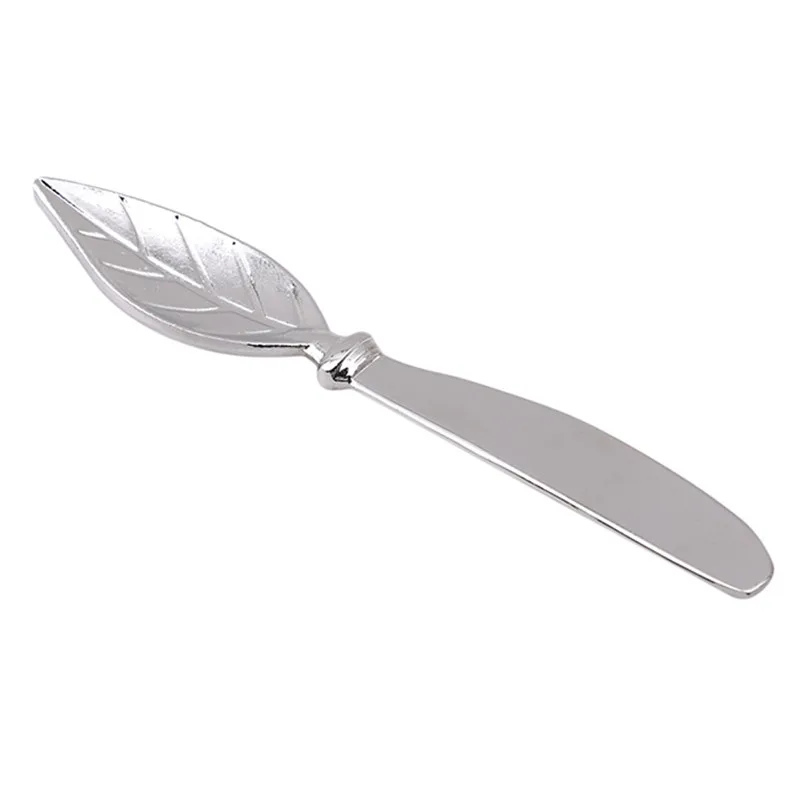 

Leaf Shape Butter Knife Cheese Tool Bread Handle Master Butter Tool Spreader Silver Plate Vintage Stainless Steel Silver ware
