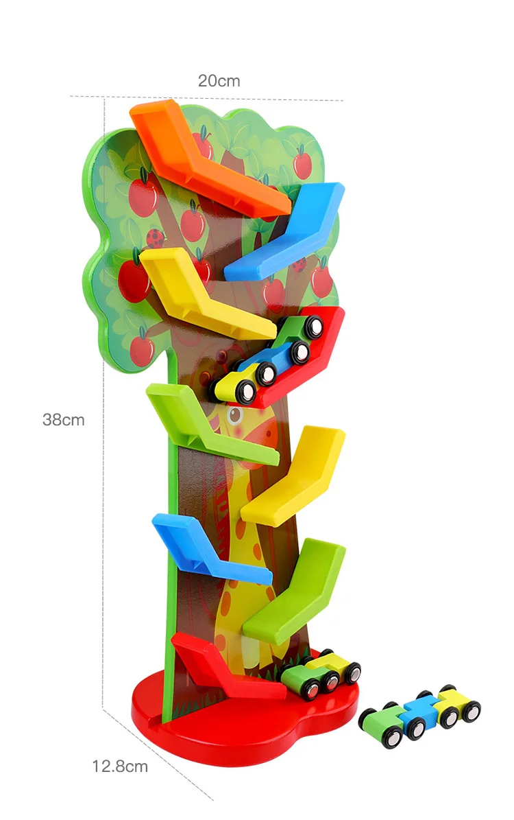 Детская деревянная лестница, скользящая Автомобильная дорожка, развивающая модель для скольжения, игрушка для детей, подарки для детей, маленький шкив, красочные веселые машинки