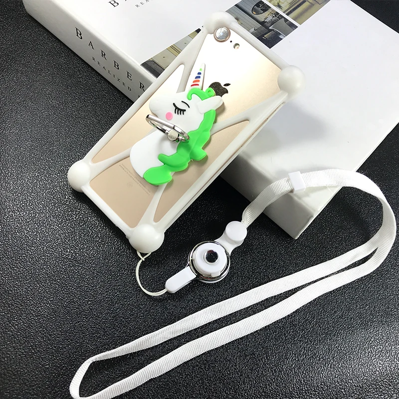 Новинка, мягкий силиконовый чехол Lucky Horse для Iphone, samsung, xiaomi и т. д., чехол с кольцом для мобильного телефона, универсальный, 4-6 дюймов - Цвет: U004(White)
