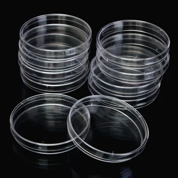 

Kicute 10Pcs Clear Transparent Sterile Plastic Petri Dishes Plate Bacterial Yeast For Medical Biological Scientific Lab 90x15mm