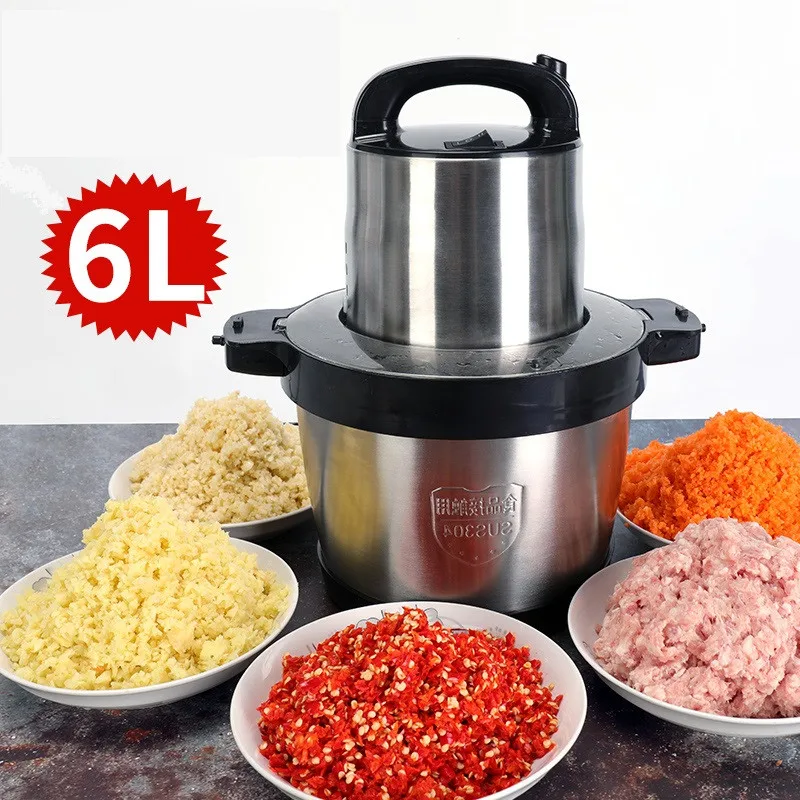 220V Commercial 6L Electric Meat Grinder Automatic Multifunction Garlic Ginger Meat Crusher Machine Household Food Blender EU/AU electric tobacco herb grinder automatic smoke grass crusher usb charge mini herbal spice mills smoking accessories