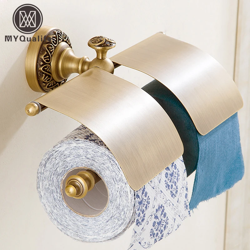 Free Shipping Bathroom Toilet Roll Paper Holder Wall Mounted Antique Brass Double Tissue Holder free shipping antique brass creative wall mounted flower carved bathroom brass toilet paper holder tissue roll with soap dishes