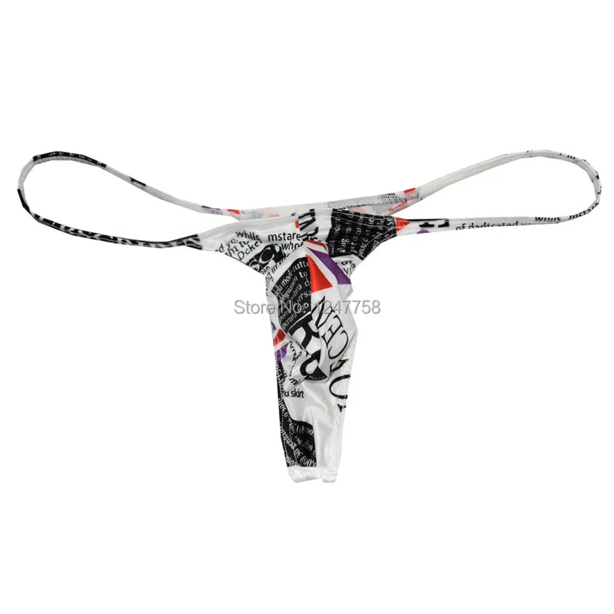 

Male Penis Pouch String Tangas Men's Underwear Print Micro Thong Guy T-Back