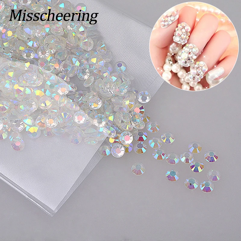 

1000pcs/bag Glitters White AB Nail Art Rhinestones Shiny Manicure Decoration 3D Crystal Studs Beauty Stickers on Nails DIY Tools