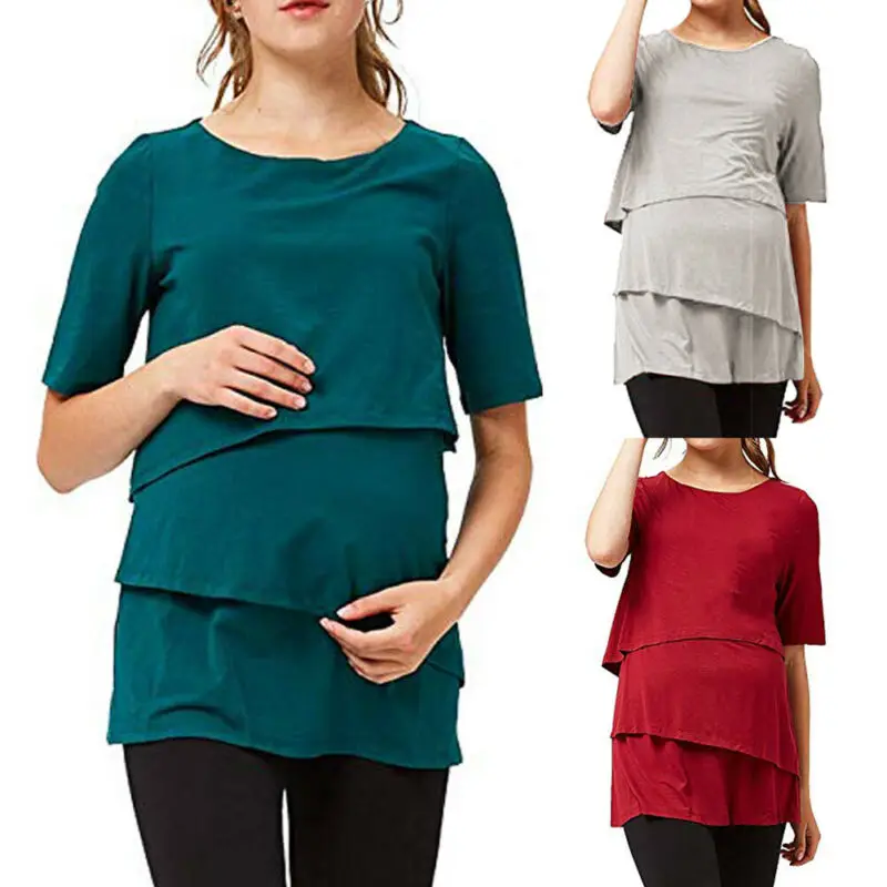 

Emmababy Fashion Women Nursing Short Sleeve T Shirt Casual Top Breastfeeding Blouse Clothes