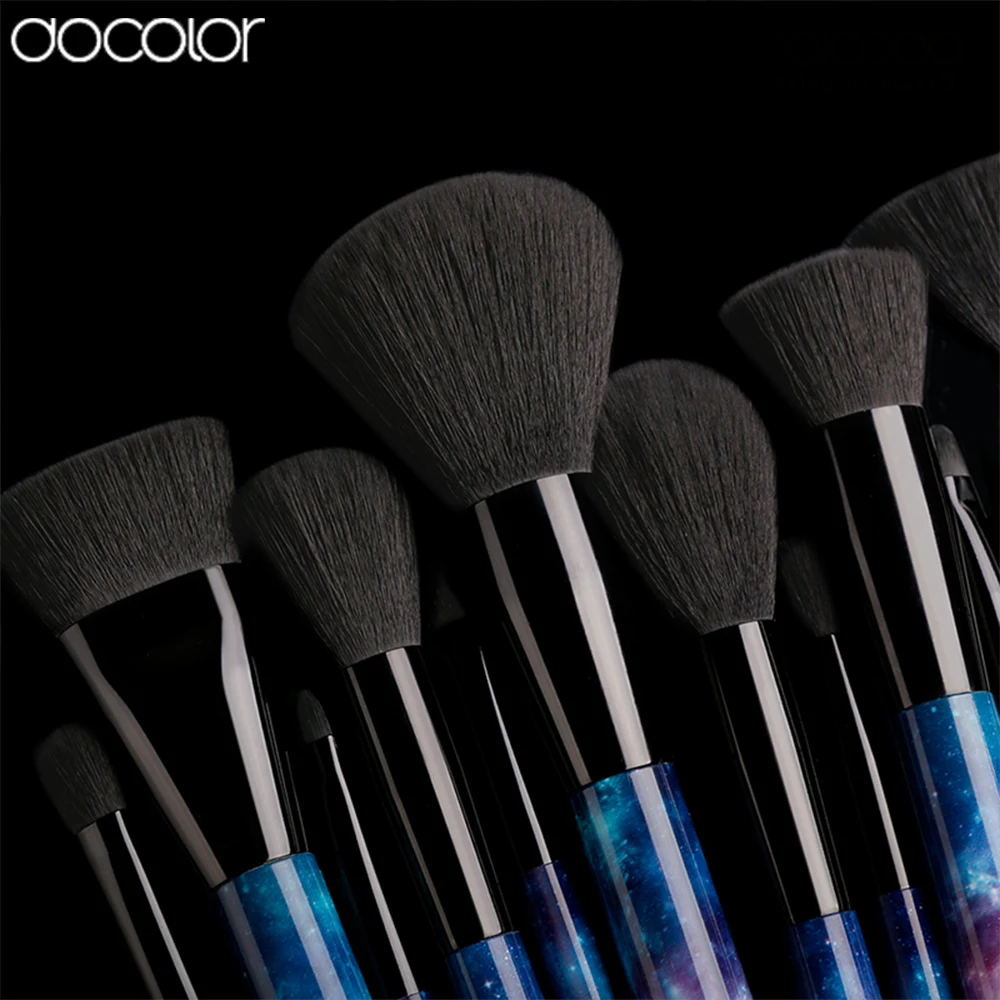 Docolor 12 шт. профессиональный набор кисточек для макияжа серии Galaxy кисти для макияжа небесная Ночная ручка и щеточки с синтетической щетиной