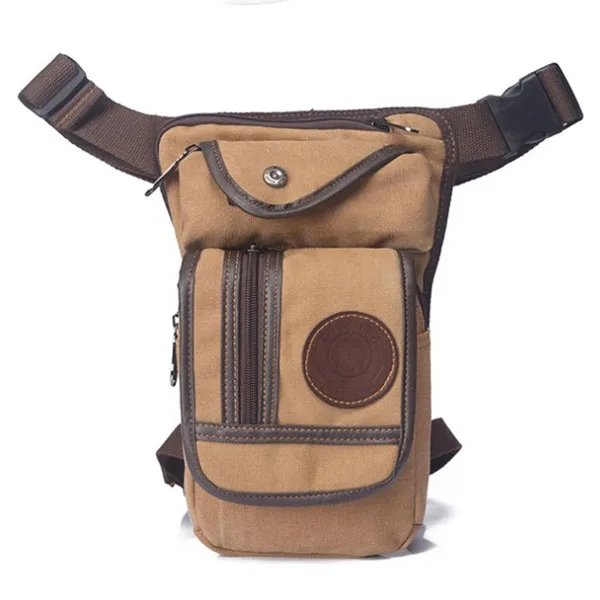 Khaki Canvas Мужская холщовая поясная сумка с заниженной талией, бедро, пояс для бедер, поясная сумка, Военная Тактическая Сумка для путешествий, езды на мотоцикле, сумка-мессенджер на плечо - Цвет: Khaki Canvas