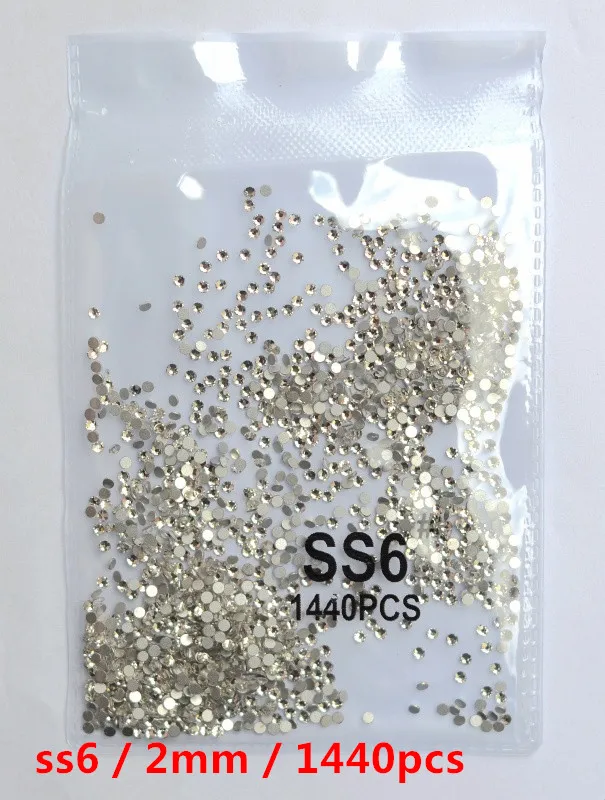 SS3-ss8 1440 шт прозрачный кристалл AB золото 3D не горячей фиксации FlatBack дизайн ногтей Стразы украшения для обуви и украшение в виде танцующих фигурок - Цвет: white ss6 1440pcs