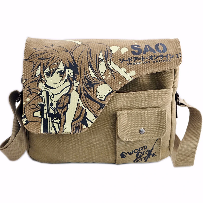 Billig Leinwand Tasche Anime Schwert Kunst Online Totoro Angriff auf Titan Naruto ONE PIECE Schwarz Butler GINTAMA Schulter Umhängetasche Schule tasche