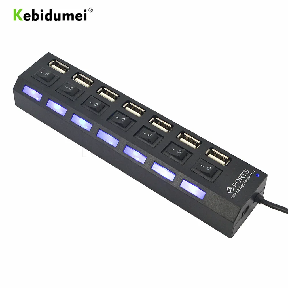 

kebidumei High Speed 7 ports USB Hub Swithcer Hub LED Indicator 5Gbps For Laptop PC Windows XP Win7/8 Linux,Mac OS Wholesales