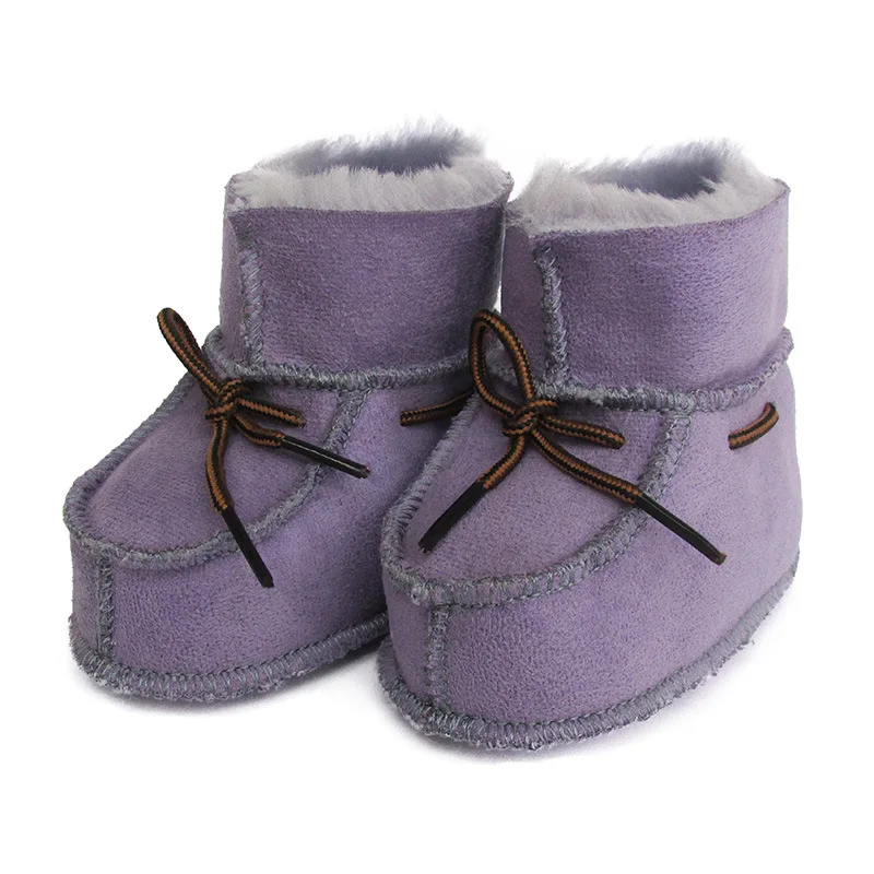 Детские ботинки с натуральным мехом; домашняя детская обувь; зимние ботинки из натуральной кожи; мокасины для новорожденных; меховые ботиночки - Цвет: J