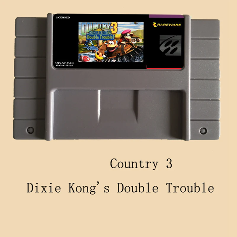 

Don Kong-Country 3-Dixie Kong's Double Trouble 46 Pin 16 Bit Grey Game Card For USA NTSC Game Player