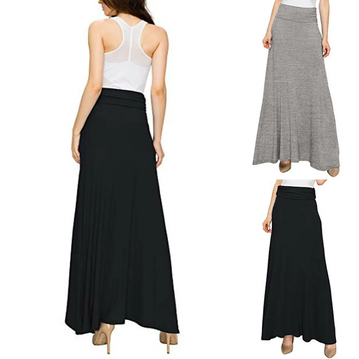 

2019 Newest Hot Summer Women Girl Ladies Pleated Solid Long Bodycon Maxi Skirt Gypsy Stretchy Skirts Jersey