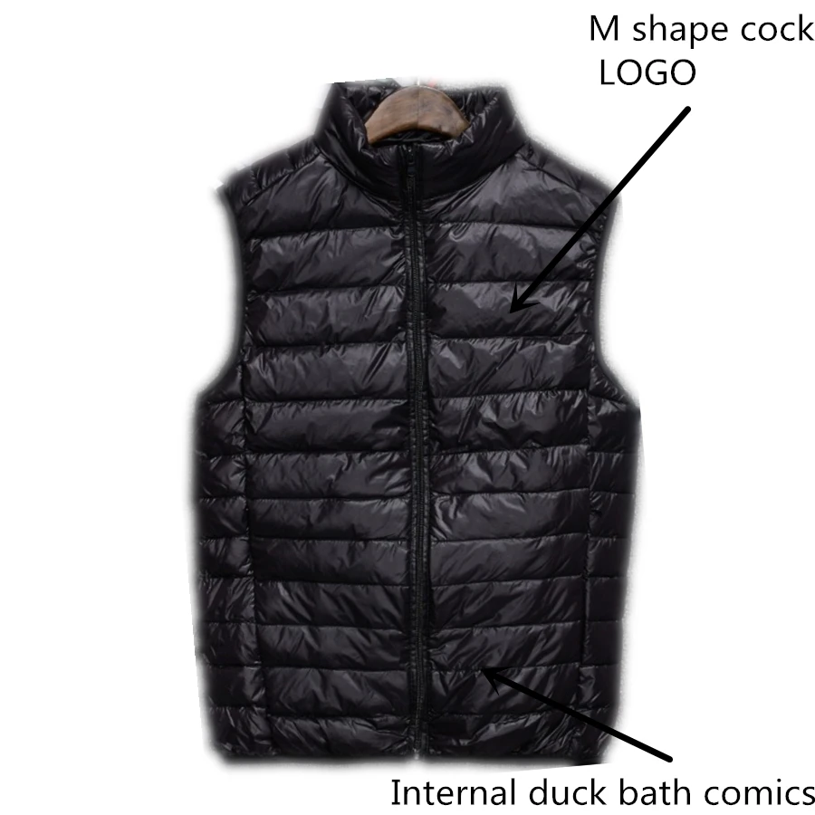 

2019 men's light down vest men vest M shape cock logo light thin down jacket men's down vest jacket male ePacket free shipping