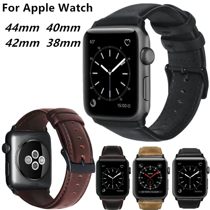 

Oil Wax Leather Bracelet for Apple Watch Band 4 44mm 40mm Genuine Leather Replacement Strap For iWatch Series 3 2 1 40mm 38mm