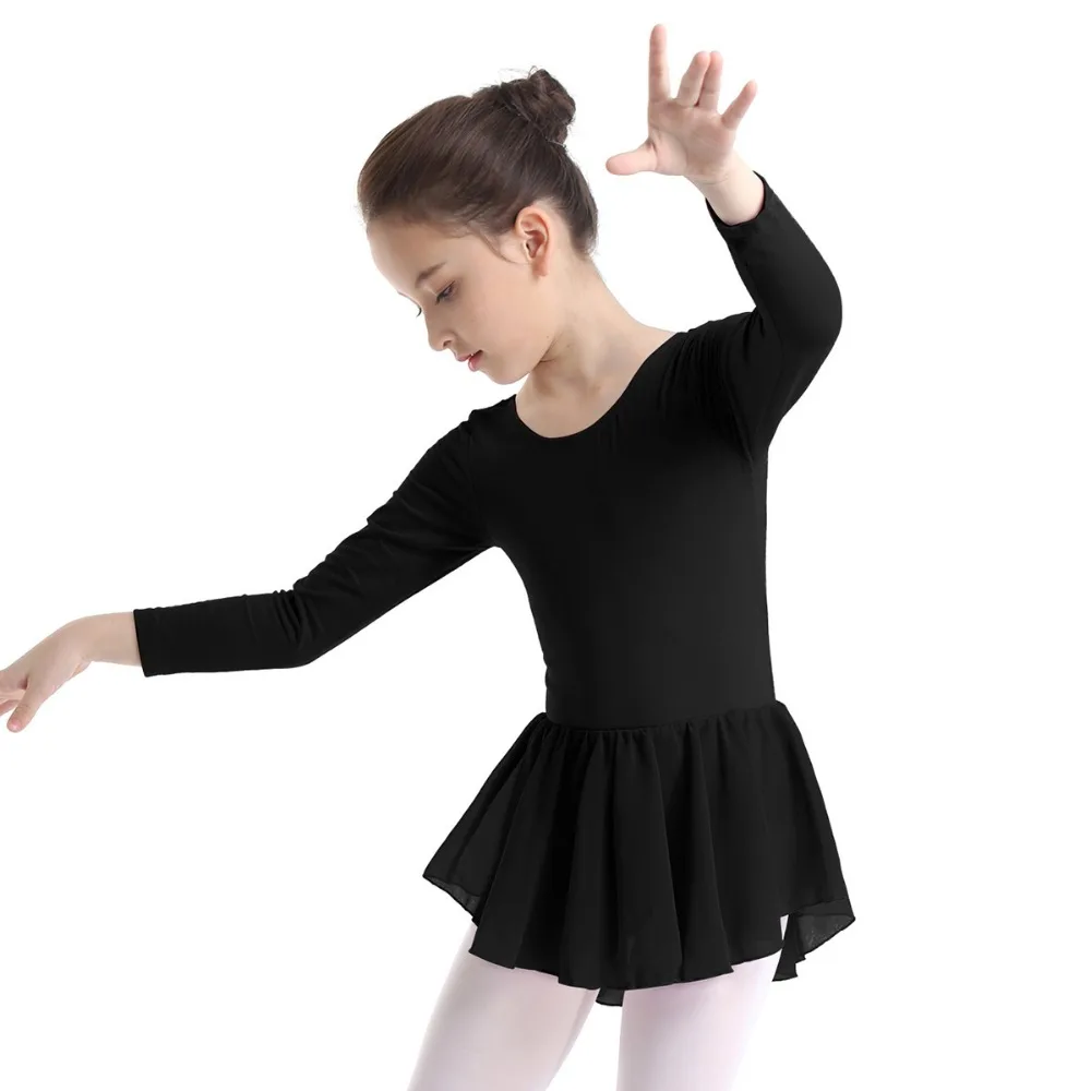 Iiniim/На возраст от 2-10 л. девушки дети балетный Леотард-костюм Strappy U Назад АСИММЕТРИЧНЫМ ПОДОЛОМ балетная Одежда для танцев гимнастическое