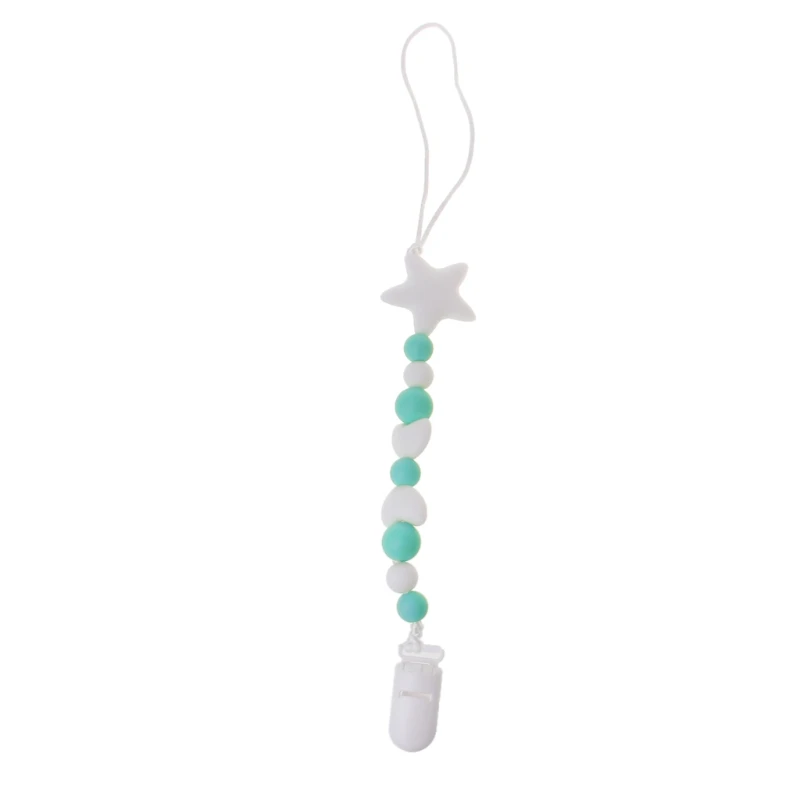 Цепочка для детской соски силиконовые бусины для ребенка жевательный зажим держатель Soother Chain - Цвет: LG