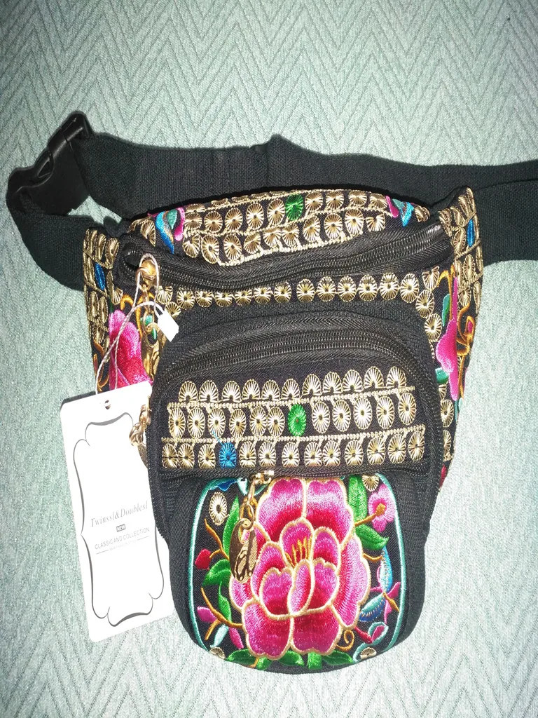 Модные национальные поясные сумки с вышивкой Wonen! Красивые винтажные этнические сумки на пояс с цветочной вышивкой для девушек, Холщовая Сумка-переноска в богемном стиле