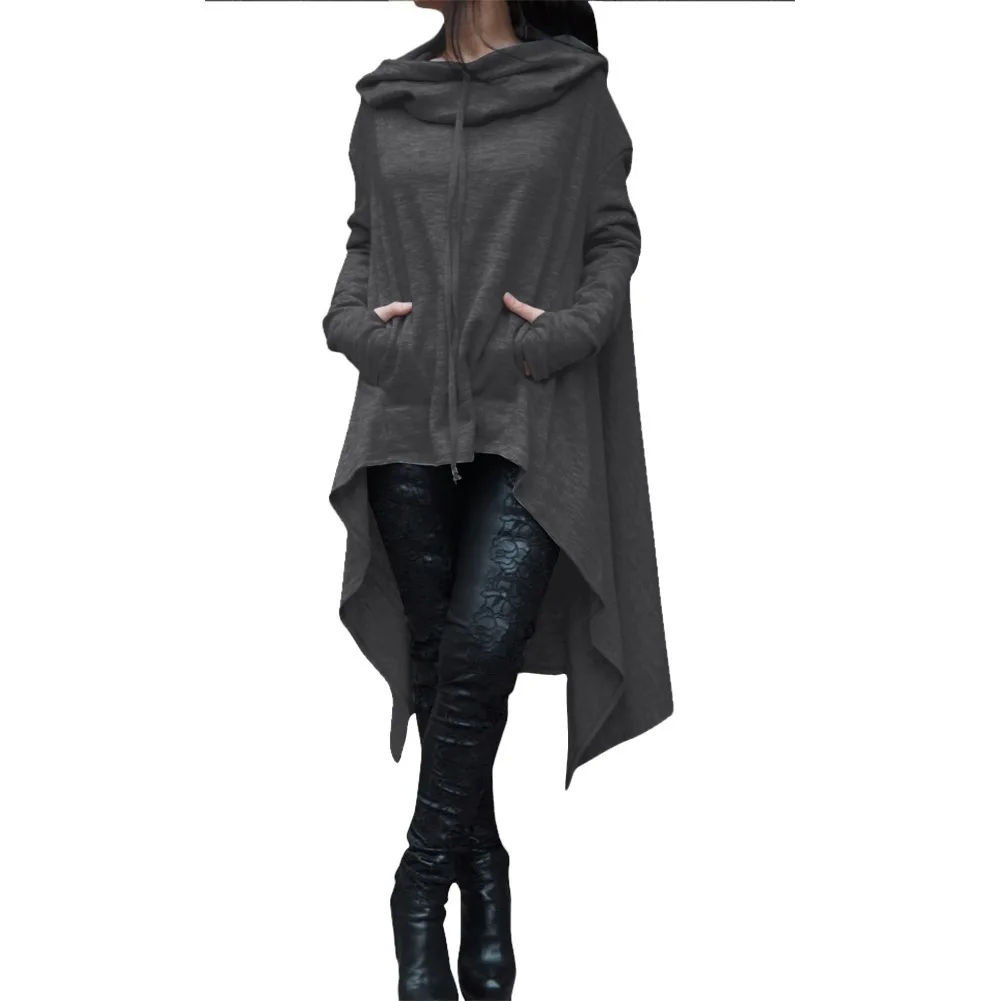 New autumn European and American irregularly colored long coat hooded windbreaker New autumn European and American irregularly colored long coat hooded windbreaker