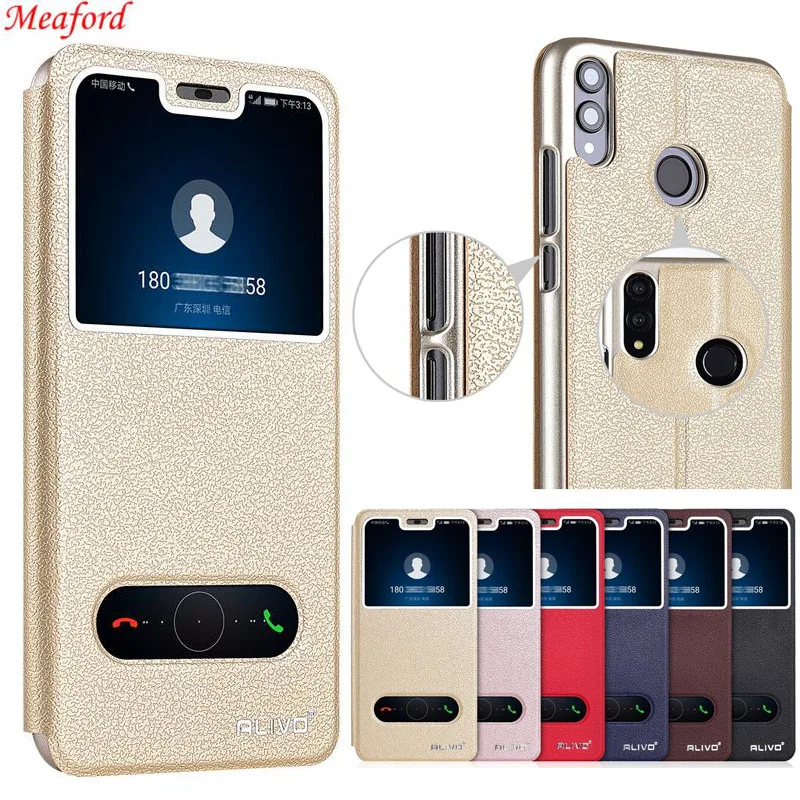 

For Huawei Y9 Y7 Prime 2019 honor 8X Max Case Flip Stand Luxury phone Case For Huawei Y9 2019 Case PU Leather window view cover