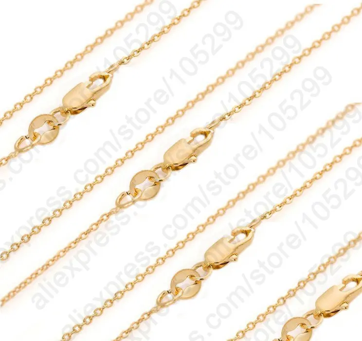 

Discount Wholesale 50PCS Jewelry Necklace Set Solid Yellow Gold Filled Rolo Chains+Lobster Clasps For Pendant 16-30"