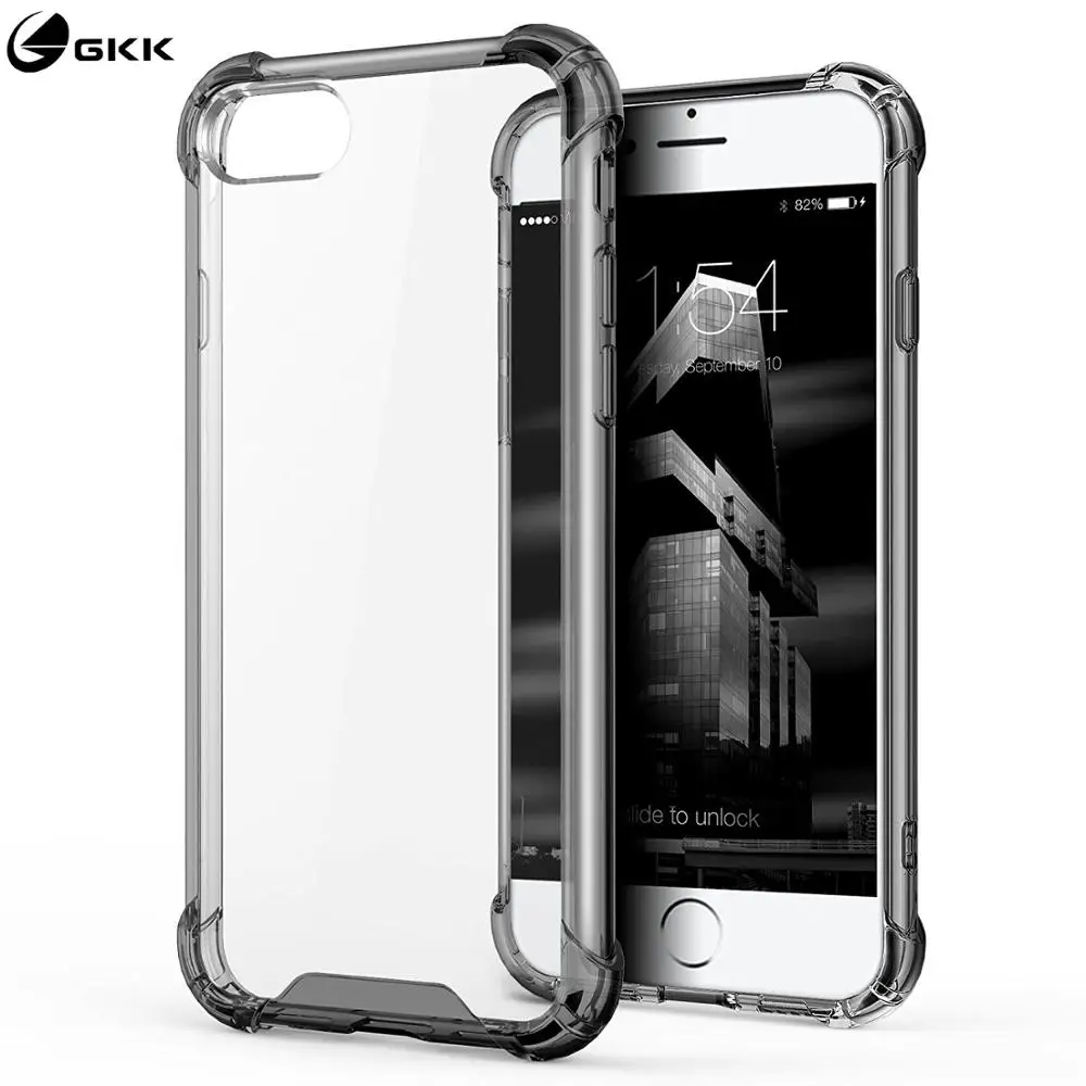

GKK Gradient for iPhone 7 Case iPhone 8 Plus X XR XS Case Clear Silicone Transparent Soft TPU PC Reinforced Airbag Cover Coque
